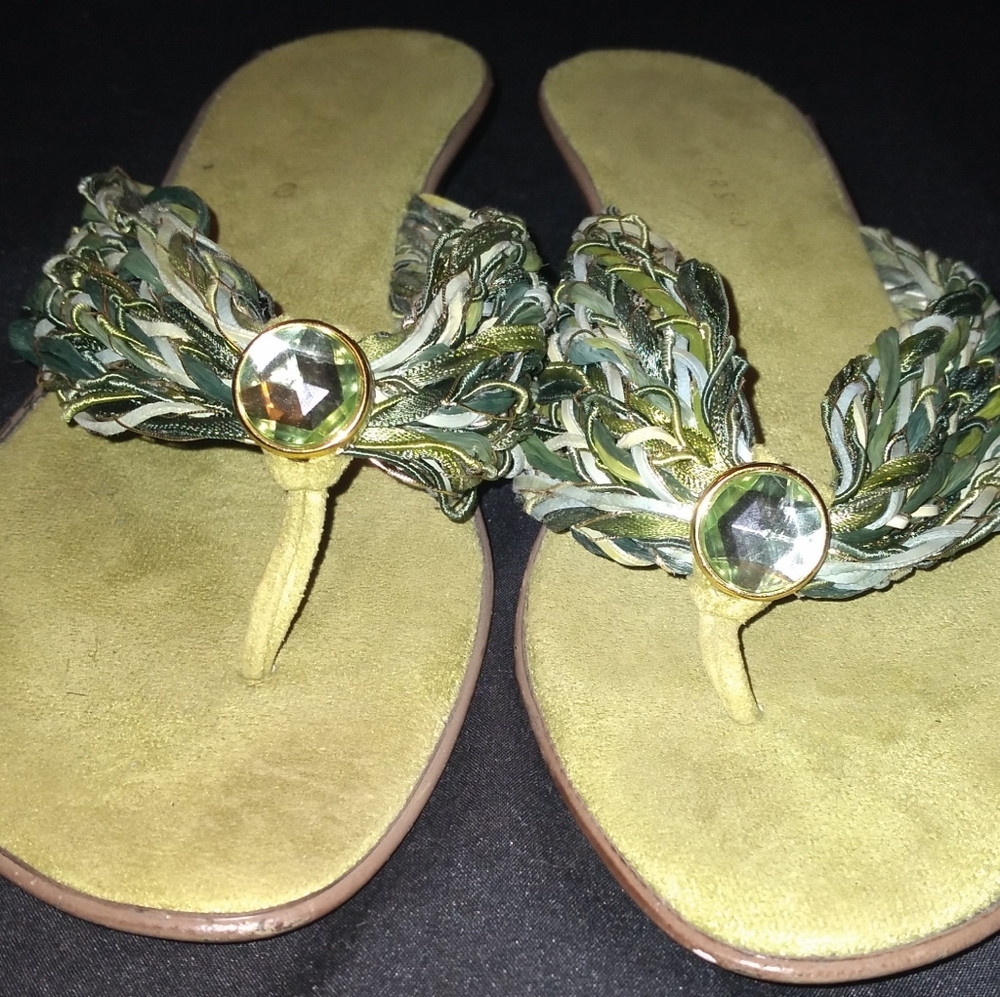 Green Slip-on Sandals-Kim Rogers-sz8